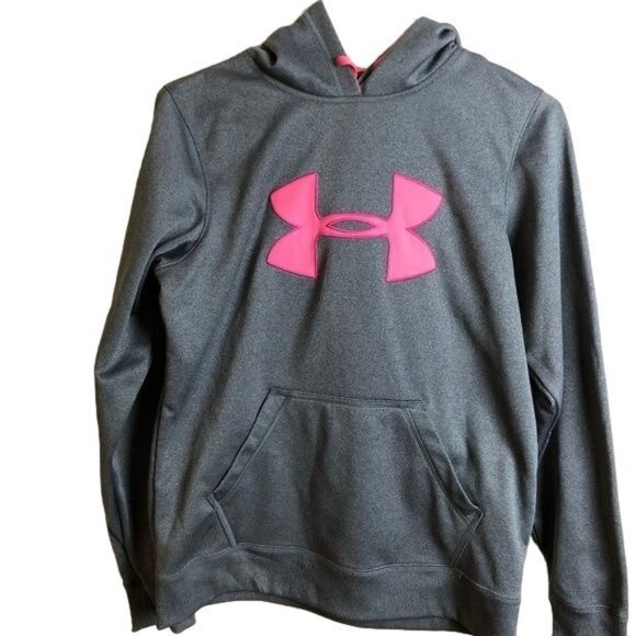 Under Armour Gray All Weather Large Logo Pullover Hoodie Size Medium - Picture 1 of 4